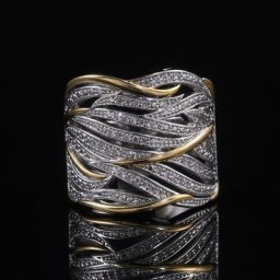 Huretailers-Bague de personnalité à deux tons pour femme forme géométrique évidée accessoires de