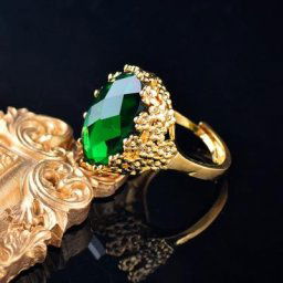 LEEKER-Bagues Vintage en Pierre Noire et Verte pour Femme Taille de Bague Ajustable sur le Doigt