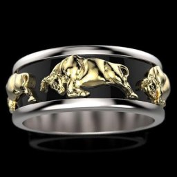 Bague tête de taureau gothique punk pour hommes bijoux vintage métal doré 2 tons tauromachie