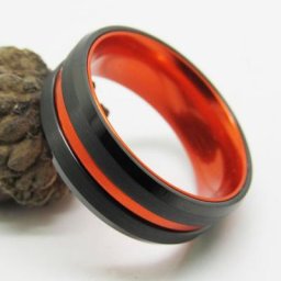 Bagues de mariage bague de fiançailles bague en aluminium biseauté noir en aluminium anodisé