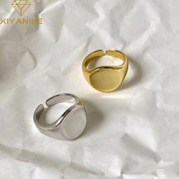 XIYANIKE-Bague Ouverte en Argent pour Femme et Couple Anneau Rond Lisse Fait à la Main Bijoux de