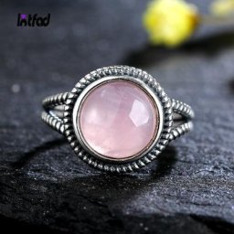 Bagues en quartz rose naturel pour femmes bague en argent regardé 925 joaillerie fine romantique