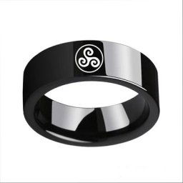 Bague de mariage en acier inoxydable noir pour homme et femme anneau antique avec gravure symbole