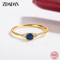 Zddan – bague en argent 925 or 14K Zircon bleu pour femmes bijoux de mariage