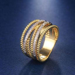 Bague torsadée pour femmes anneau de mariage délicat couleur or avec pierre de Zircon Micro