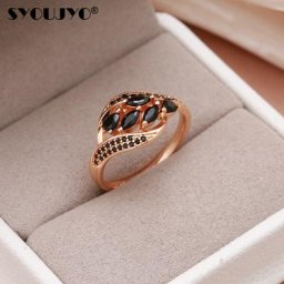 SYOUJYO-Bague en or rose pour femme goutte d'eau noir naturel bijoux de mariage élégants design