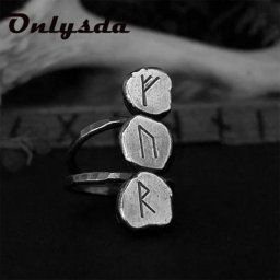 Bague gothique en acier inoxydable pour homme Odin Norse Viking Amulette Rune Bijoux GRORetro