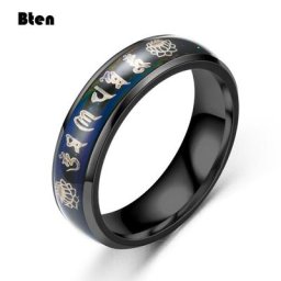 Bten-Bague Mantra Tibétaine Bouddhiste Dieu de la Richesse Anneaux Spinner en Acier Inoxydable