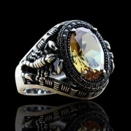 Grands anneaux Vintage en Zircon jaune clair pour hommes bijoux d'anniversaire accessoires Punk en