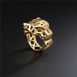 ChimHollow-Bague léopard pour hommes et femmes yeux verts têtes de panthère creuses index animal