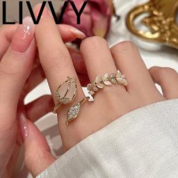 LIVVY – bagues de fiançailles Vintage pour femmes couleur or Punk mode fleur géométrique