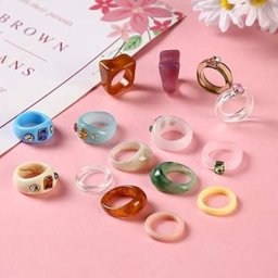 Ensemble de bagues en résine acrylique pour femmes anneaux épais empilables transparents en