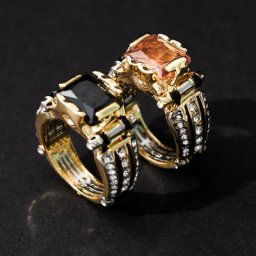 Bague de modélisation en Zircon bicolore pour hommes ornement à la mode atmosphère vente