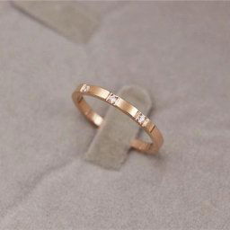 Bague de mariage en acier au titane pour femme petit cubique contre-indiqué or rose document en