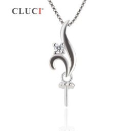 CLUCI-Pendentif de perle en argent regardé pour femmes et filles collier de bricolage bijoux de