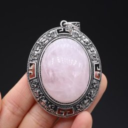 Lapis-lazumovies en argent tibétain pour femme pierre naturelle quartz rose bijoux vintage