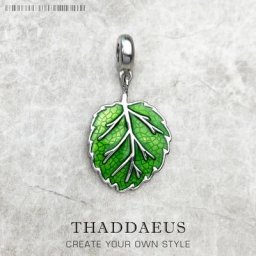 Pendentif en forme de pétale de feuilles vertes en argent Sterling 925 pur et frais à la mode