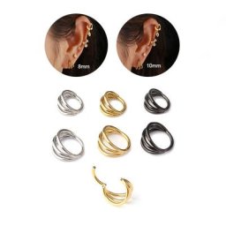 Boucles d'Oreilles en Acier Générateur de Cartilage Anneau Antarctique 8mm/10mm Trois Couches