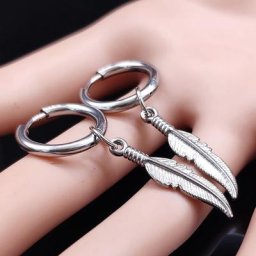 Boucles d'oreilles Punk en acier inoxydable pour femmes/hommes bijoux couleur argent à la mode