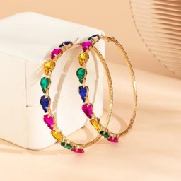 IngeSight.Z – boucles d'oreilles avec strass colorés exagérés grand cercle pour femmes anneau de