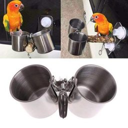 Mangeoire en métal pour oiseaux et perroquets bol d'alimentation en eau et nourriture Cage pour