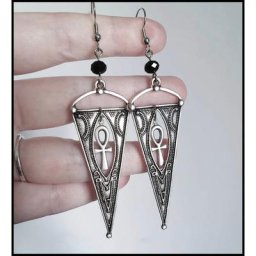 Boucles d'Oreilles Géométriques pour Femme Bijoux Religieux Gothiques Triangle Croix Sorcière