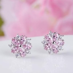Boucles d'oreilles en argent Sterling 925 pour femmes bijoux en forme de fleur en cristal à la