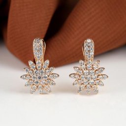 Boucles d'oreilles créoles flocon de neige plaquées or 18 carats pour femmes bijoux de banquet