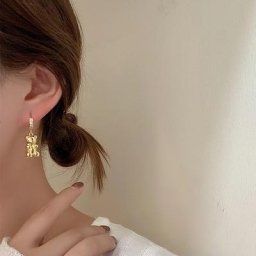 Boucles d'Oreilles en Forme d'Ours de Dessin Animé pour Femme et Fille Bijoux Simples en Or et