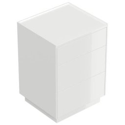 Table de chevet Lux M 50cm avec 3 tiroirs Push to Open Blanc brillant