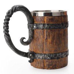 Chope à bière en bois Style Viking 500ml imitation bois brut Double paroi isolée verre à vin