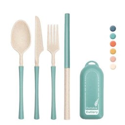 Baguettes Couteau Cuillère Fourchette avec Boîte Ensemble de Culterie Paille de Blé Portable