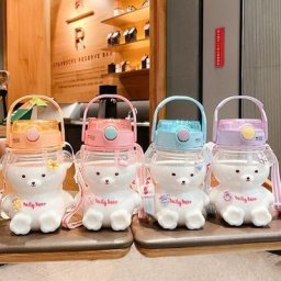 Bouteille d'eau en plastique grande capacité ours mignon bouteille de bulle de lait d'étudiant