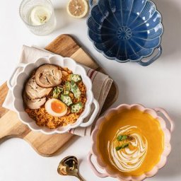 Filles en céramique rétro avec poignée bol à salade soupe pâtes four à micro-ondes ustensiles