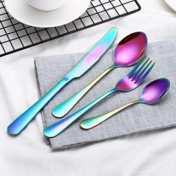 Ensemble de Couverts en Acier Inoxydable Service de Vaisselle de Voyage de Restaurant Fourchette