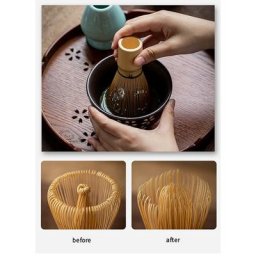 Service à thé japonais en bambou fouet Matcha (Chasen) cuillère et cuillère (Chashaku)
