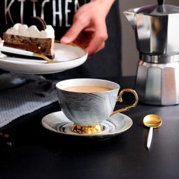 Ensemble de tasses à café et soucoupes en céramique Style nordique de luxe léger tasses à thé de