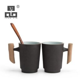 TANGPIN-Tasse à thé en céramique avec filtres vaisselle noire tasse à café 250ml