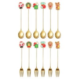 Cuillères à remuer en acier inoxydable 304 6 pièces/ensemble décoration de noël pour la maison