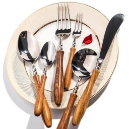 Ensemble de couverts à steak avec manche en bois acier inoxydable 304 ensemble de cuisine à tête