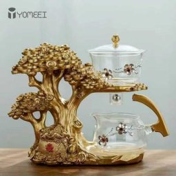 YOMEEI-Théière en verre de vache avec base service à thé automatique infuseur à thé résistant à la