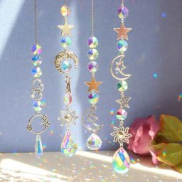 Rideau suspendu en cristal carillon en cristal attrape-soleil étoile lune pendentif pour