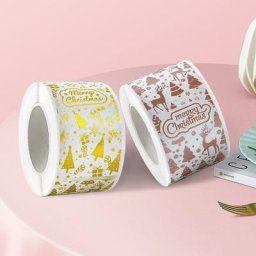 120 pièces rectangle feuille d'or autocollant Rose or joyeux noël autocollants cadeau sceau