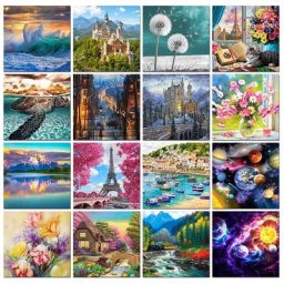 Peinture à l'huile par numéros pour adultes outil de couleur bricolage de paysage fleurs