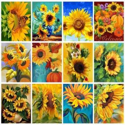 RUOPOTY – peinture acrylique abstraite par numéros bricolage cadeau pour adultes tournesols