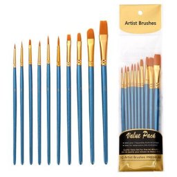 Ensemble de pinceaux de peinture en nylon 3 couleurs interconnexion acrylique manche en bois