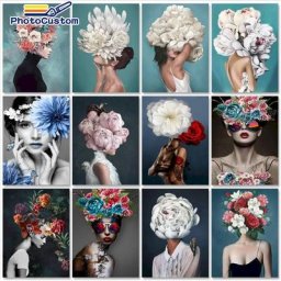 Peinture d'intérieur par numéros pour adultes photo personnalisée image fleurs femmes