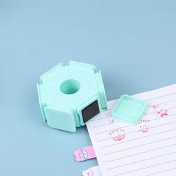 Tampon sceau à six côtés pour enfants sceau révisé Pinyin éducation précoce enseignants fushia