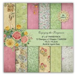 Pack de 24 feuilles de papier artisanal fait à la main style feuille verte pour scrapbooking