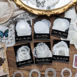 JIANQI 30pcs/pack circular lace Decor PET Stickers Collage Junk Journal DIY Scrapbooking Self